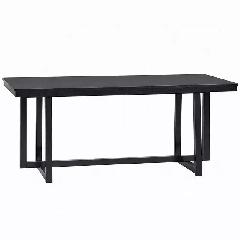 Tavolo da pranzo, piano rettangolare da 180 cm, gambe a trespolo, moderno nero