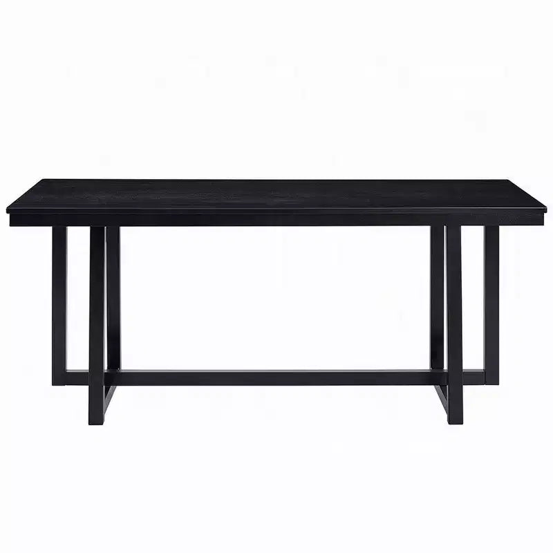Tavolo da pranzo, piano rettangolare da 180 cm, gambe a trespolo, moderno nero