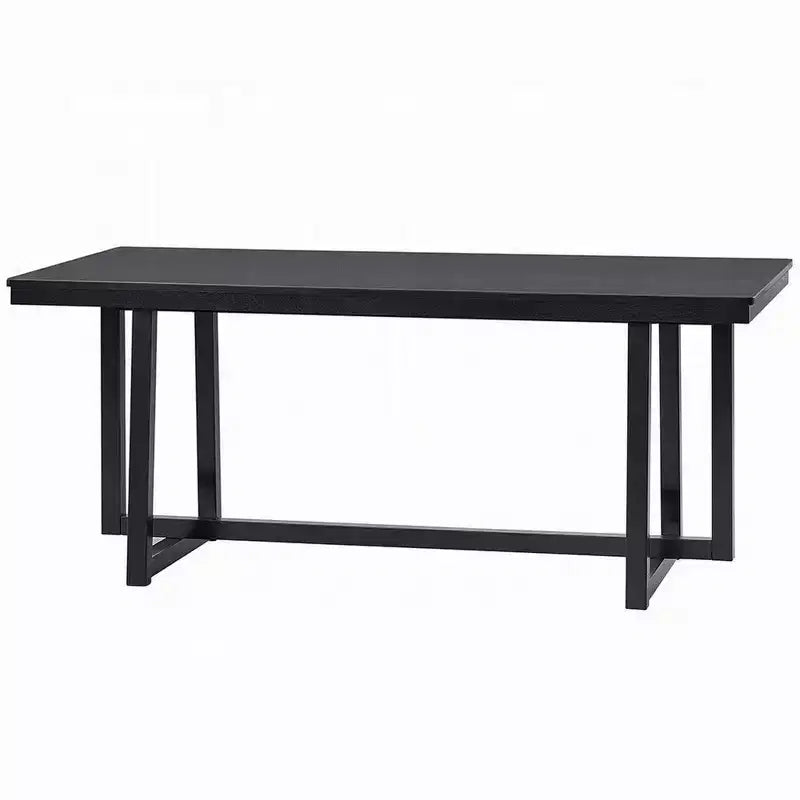 Tavolo da pranzo, piano rettangolare da 180 cm, gambe a trespolo, moderno nero
