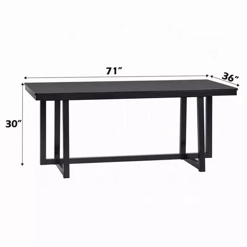 Tavolo da pranzo, piano rettangolare da 180 cm, gambe a trespolo, moderno nero