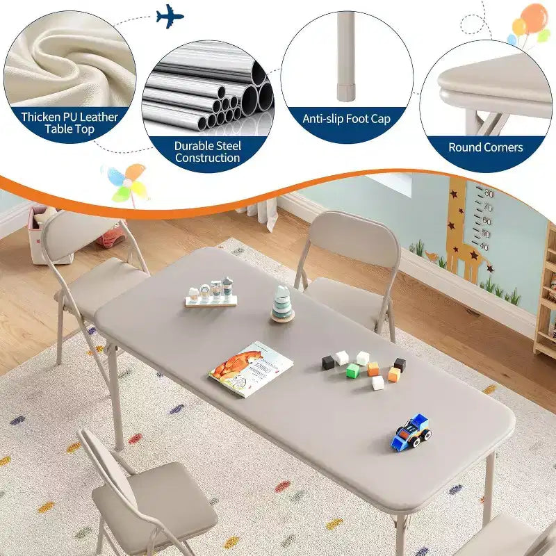 Set di quattro sedie pieghevoli per bambini, adatto per ristoranti, asili nido e aule scolastiche. (Solo sedie)