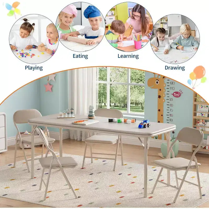 Set di quattro sedie pieghevoli per bambini, adatto per ristoranti, asili nido e aule scolastiche. (Solo sedie)