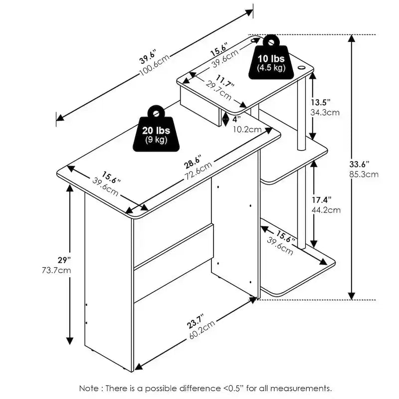 Scrivanie in legno di pioppo dorate con cassetto portadocumenti, altezza 76 cm
