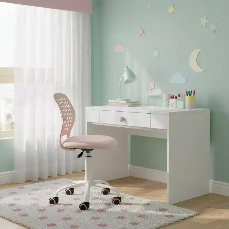 Sedia da scrivania girevole regolabile per bambini con sedile imbottito e ruote