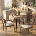 Homy Casa 35.4 Round Dining Table, Wood-Look Top, Black Metal Legs, Seats 24