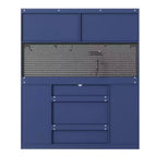 Mobile credenza blu con credenza superiore, larghezza 160 cm, con 6 cassetti e 5 ante