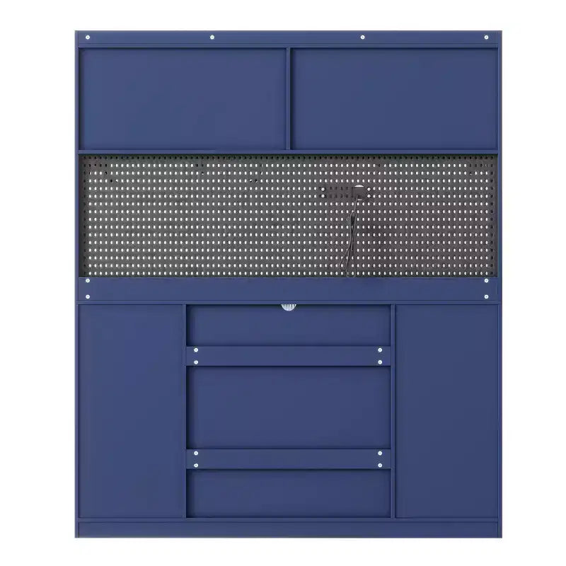 63''W Buffet indipendente e grande credenza per macchina da caffè con alzata, 6 cassetti, 5 ante - Blu