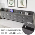 Bed Frame with 4 Storage Drawers, Velvet Upholstered Platform1000lbs Support, GrayQUEEN
