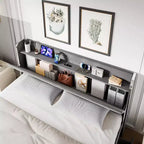 Letto a piattaforma in velluto grigio con 4 cassetti contenitore per materasso di circa 152 × 203 cm