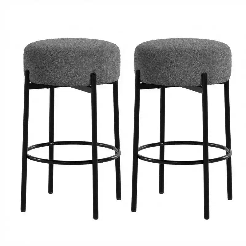 Set of 2 Backless Bar Stools, 24 Counter Height with Plush Seats & Metal Legs - Modern Stools for Kitchen Island, Dining, or Home Cafe