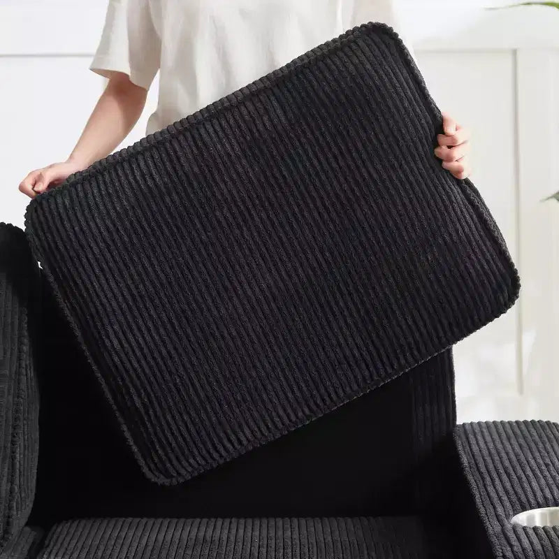 Divano a tre posti 83 Corduroy con portabicchieri, moderno e morbido divano Cloud per soggiorni, appartamenti compatti e uffici