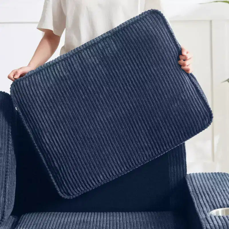 Divano a tre posti 83 Corduroy con portabicchieri, moderno e morbido divano Cloud per soggiorni, appartamenti compatti e uffici