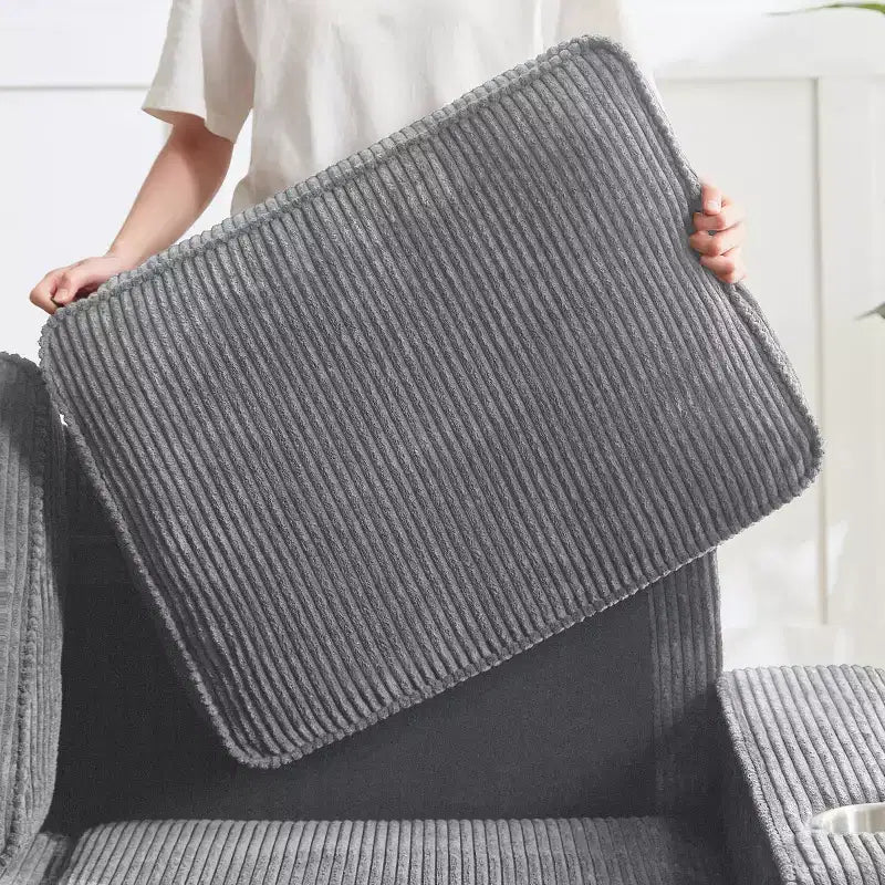 Divano a tre posti 83 Corduroy con portabicchieri, moderno e morbido divano Cloud per soggiorni, appartamenti compatti e uffici