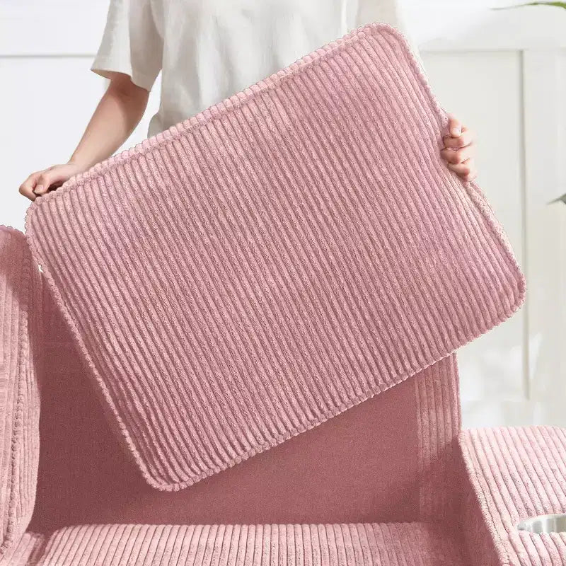 Divano a tre posti 83 Corduroy con portabicchieri, moderno e morbido divano Cloud per soggiorni, appartamenti compatti e uffici