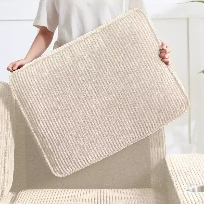 Divano a tre posti 83 Corduroy con portabicchieri, moderno e morbido divano Cloud per soggiorni, appartamenti compatti e uffici