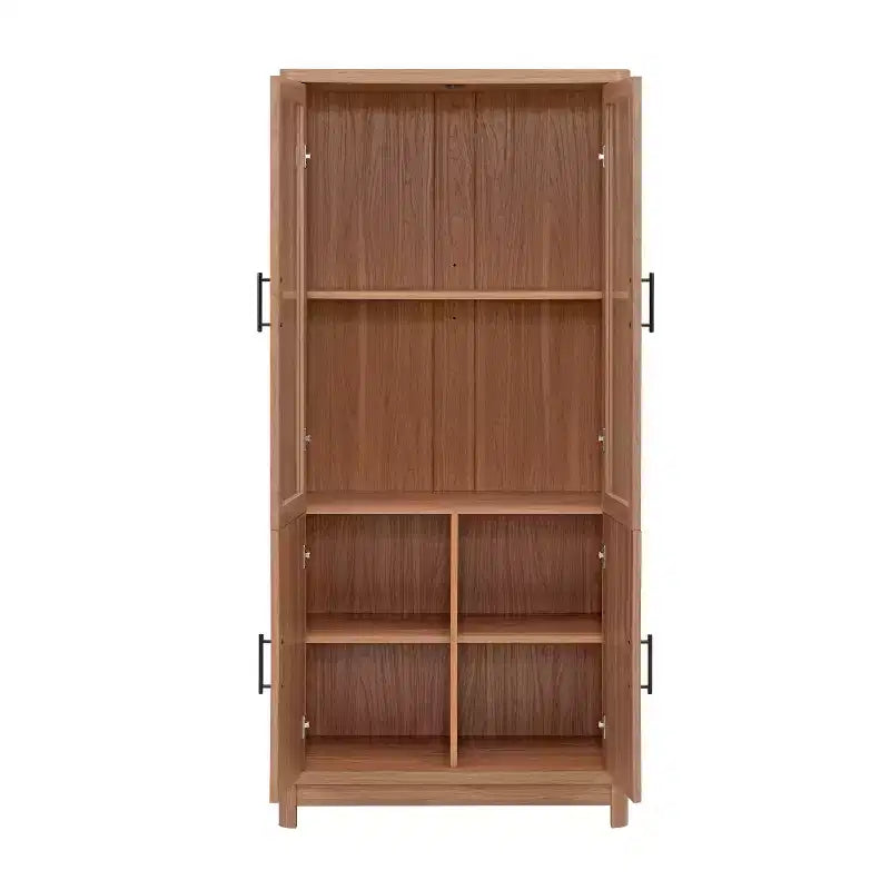Aveline Libreria mobile con 2 ante in vetro e 6 ripiani regolabili, stile moderno metà secolo, 80 cm