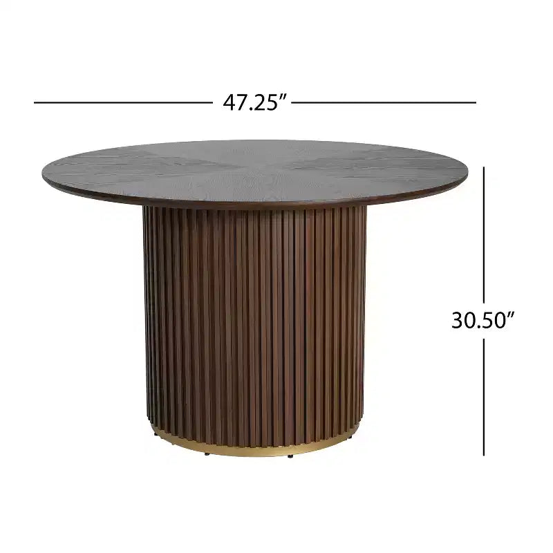 Set da pranzo rotondo Seema Modern a 5 pezzi con sedie imbottite in legno di gomma