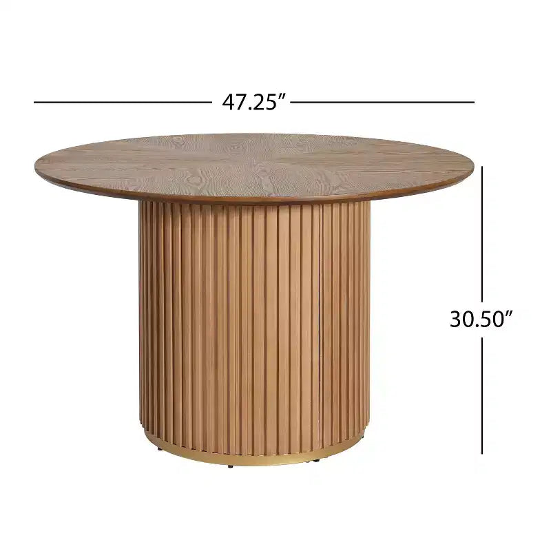 Set da pranzo rotondo Seema Modern a 5 pezzi con sedie imbottite in legno di gomma