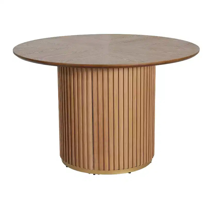 Set da pranzo rotondo Seema Modern a 5 pezzi con sedie imbottite in legno di gomma