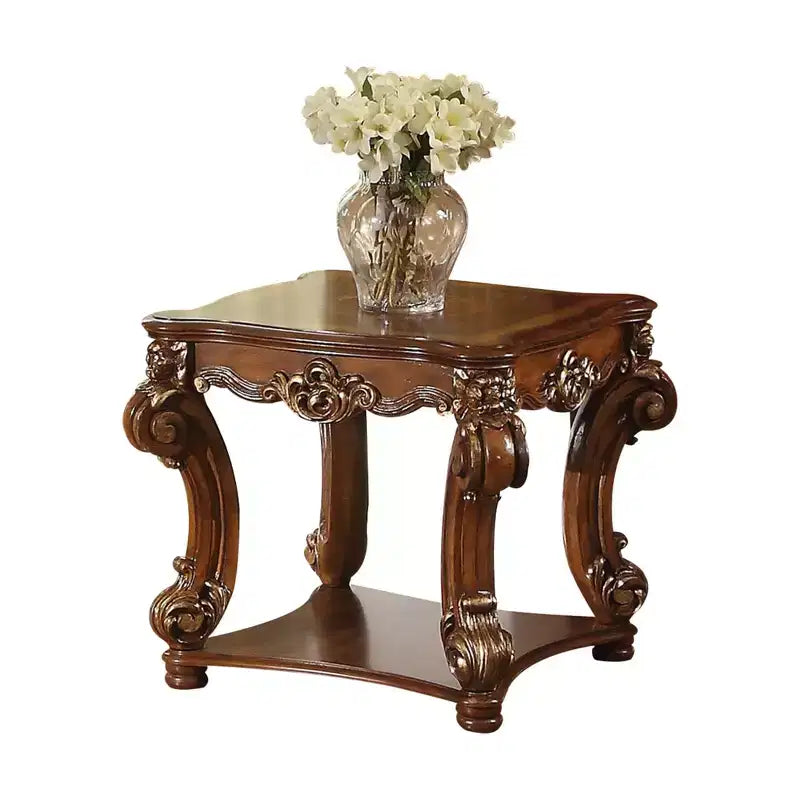 Tavolino quadrato 26 Cherry in legno massello e legno prodotto con ripiano