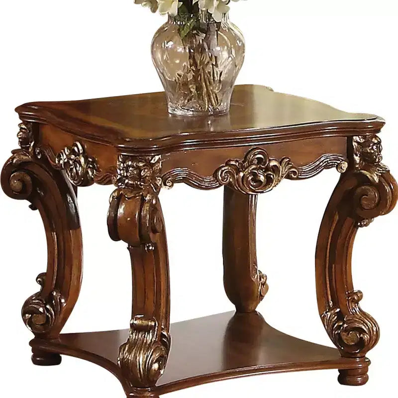 Tavolino quadrato 26 Cherry in legno massello e legno prodotto con ripiano