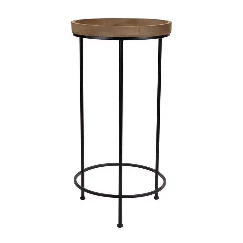 Set di tre tavolini rotondi da 29" neri e marroni