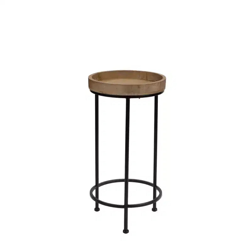 Set di tre tavolini rotondi da 29" neri e marroni