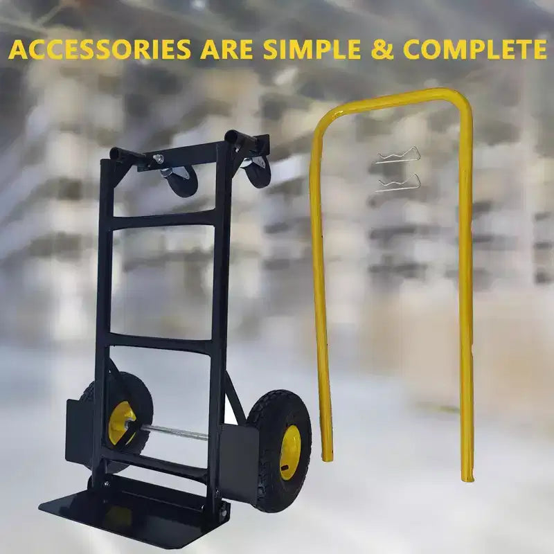 Carrello Piattaforma Industriale 2-in-1, Carrello Pesante con Manico Telescopico e Ruote Girevoli Bloccabili per Magazzino e Traslochi