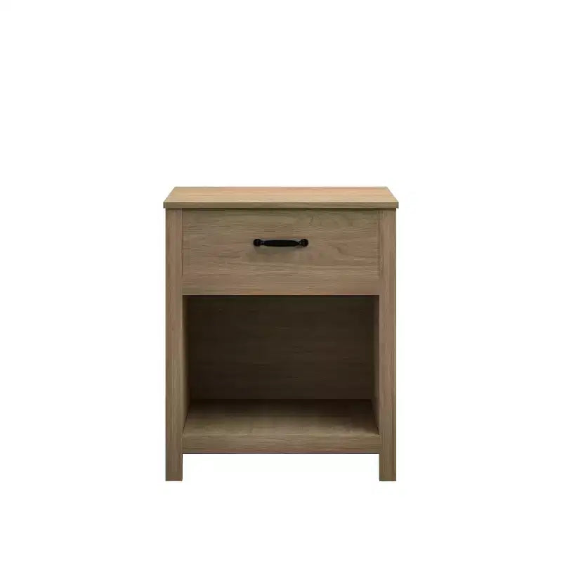 Comodino minimalista con cassetto e ripiano aperto, tavolino moderno per camera da letto o soggiorno