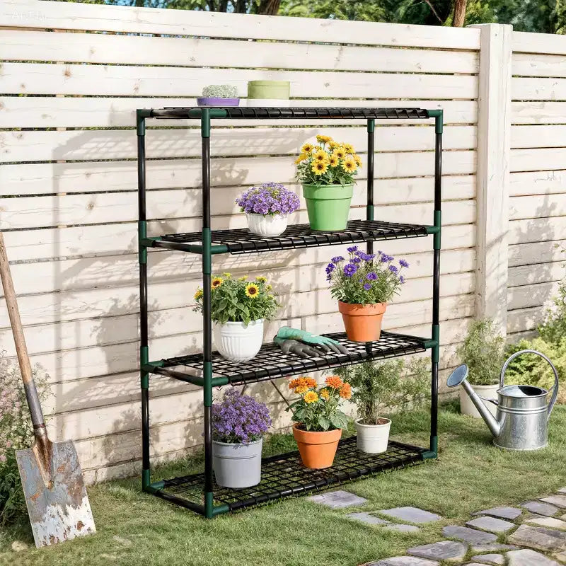 UPTIOT 3-Tier Heavy-Duty Outdoor Plant Shelf for Greenhouses | 35lb/Shelf Capacity (11.8 D x 34.5 W x 40.8 H)