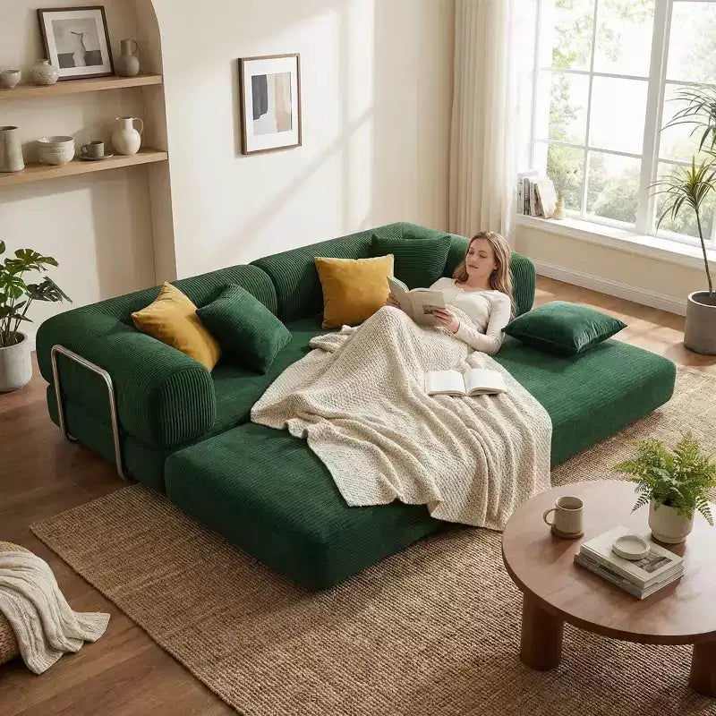 Divano Letto Moderno Trasformabile con Estraibile, Divano Imbottito a Seduta Profonda per Soggiorno, Camera degli Ospiti o Appartamento