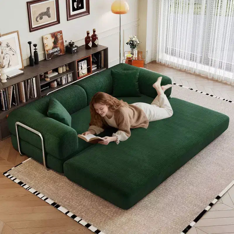 Divano Letto Moderno Trasformabile con Estraibile, Divano Imbottito a Seduta Profonda per Soggiorno, Camera degli Ospiti o Appartamento