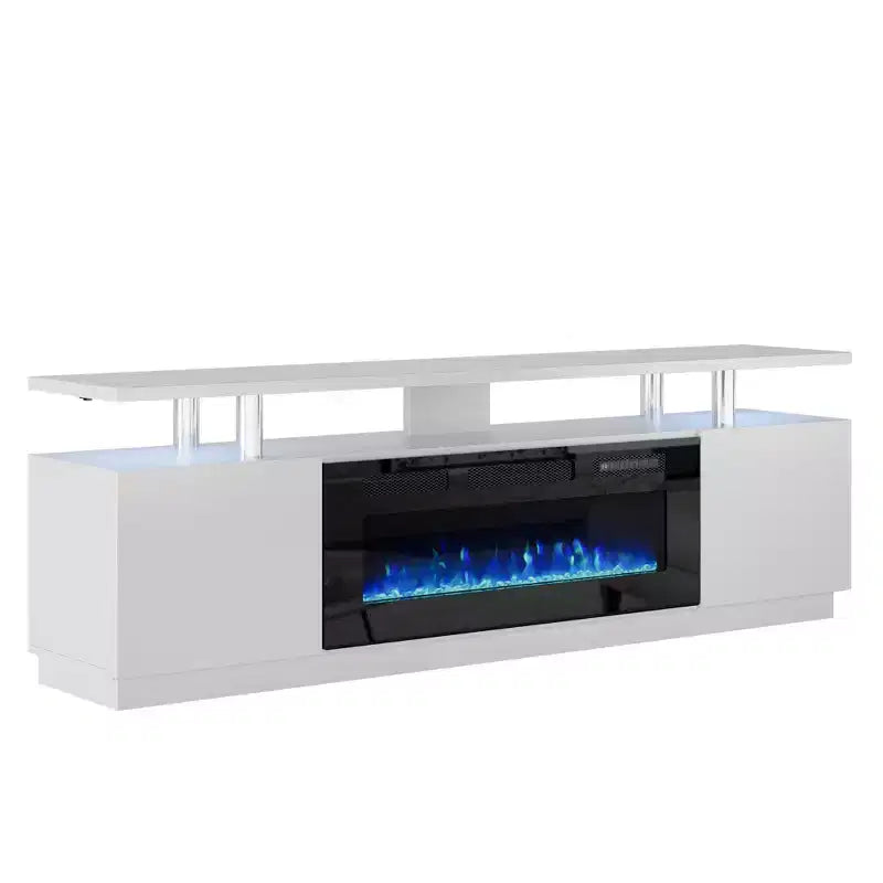 Electric Fireplace TV Stand - 36 Fireplace Heater with 12 Flame Colors 2-Tier Entertainment Center Console with Storage for TVs Up to 80, White